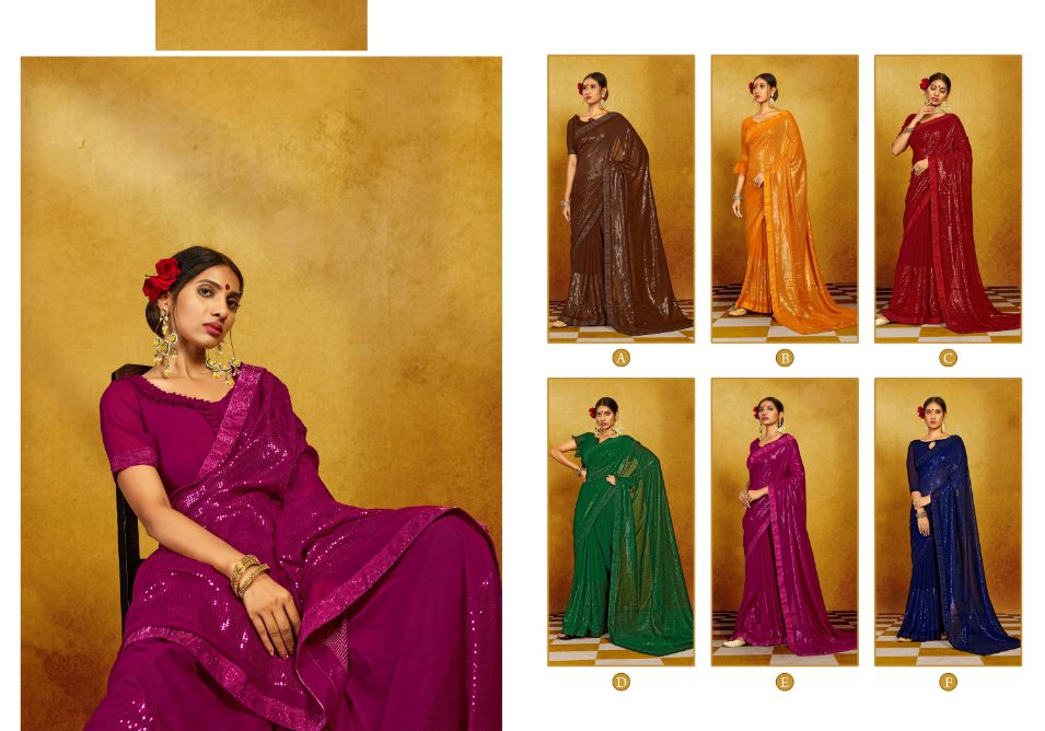 Ynf Adani Sequence Fancy Party Wear Heavy Georgette Saree Collection
